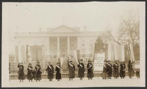 image of National Women's Party picketers outside White House